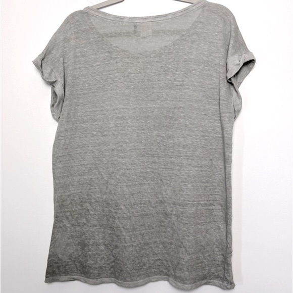 Anthropologie Akemi + Kin Gray Lattice Lace Stripe Short Sleeve Linen Tee NEW - Picture 11 of 13
